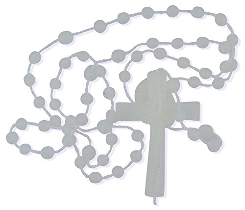 Vatican Imports Plastic Economy Rosary | 10 Bright Colors | Perfect for Camps, Groups and Retreats | Made in Italy | Christian Prayer Accessories - color: White