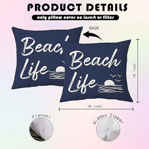 Beach Life Throw Pillow Cover 18x18 inch - color: Beach04