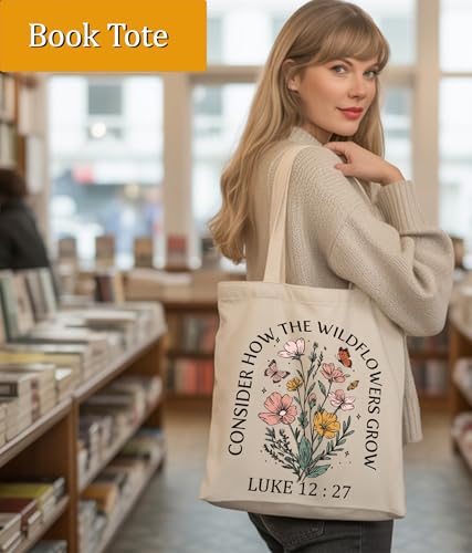Aesthetic Christian Gifts Tote Bag for Church, Religious Tote Bag for Bible Study, Medium Size with Inner Pocket - color: Luke