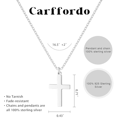 Carffordo 925 Sterling Silver Cross Necklace, Dainty Necklace for Women - style: Sterling Silver Cross Necklace