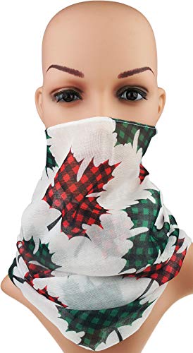 VIVIAN & VINCENT Gift Wrapped Fall Winter Soft Lightweight Holiday Sheer Infinity Christmas Scarf for Women Girls - color: Plaid Maple Leaf Red and Green