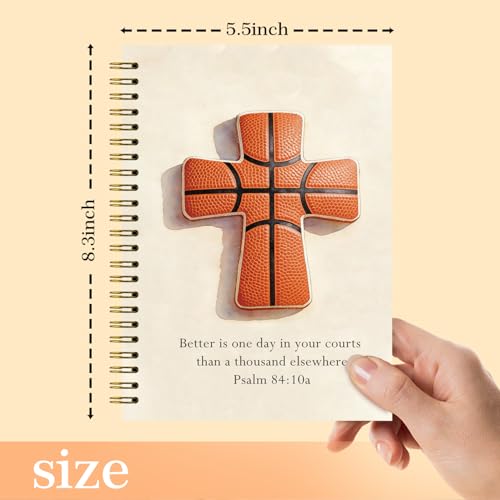 Christian Basketball Notebook, Basketball Coach Gifts for Men & Women & Players, Church Notes Bible Journal for Boys Kids, Prayer Bible School Supplies Notebooks,5.5x8.3 Inches(Orange) - color: Orange Basketball