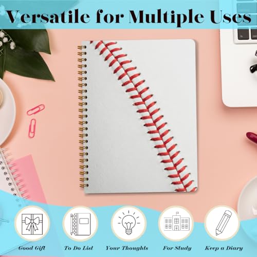 Baseball Print Spiral Notebook, Unique Gifts for Baseball Fans, 5.8x8.3 In - color: Baseball Stitch