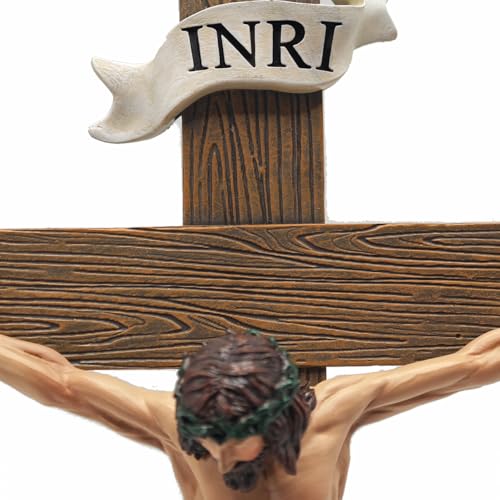 BETHEL STUDIO Catholic Crucifix Wall Cross, 12.6" H Jesus Wall Art
