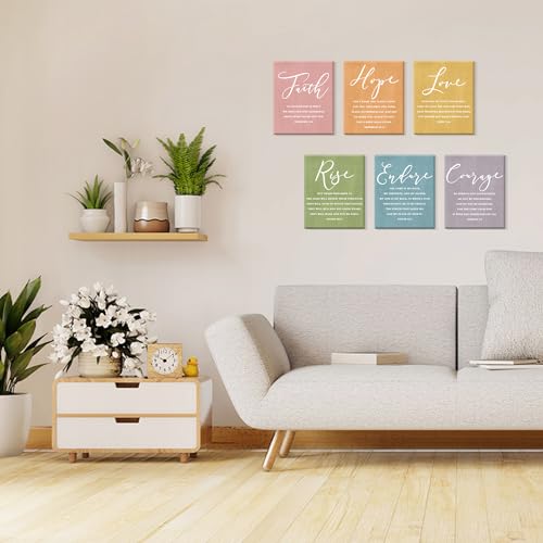 CHDITB Faith Hope Love Bible Verse Wall Art, Set Of 6 Prints Religious Prayer Wall Art, Scripture Quote Canvas Painting, 8x10 Inches Bible Saying Artwork Christian Art Prints For Living Room Bedroom - color: Christian, size: 8x10 inches