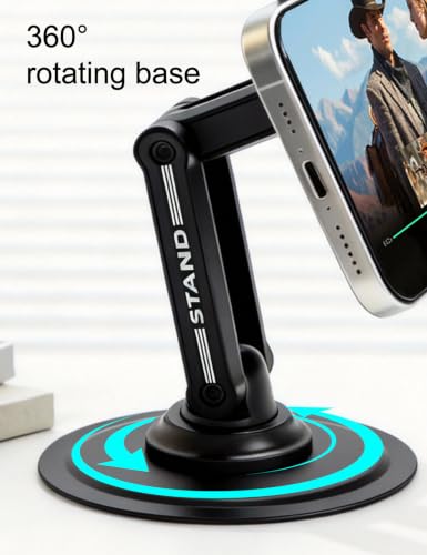 360° Rotating Desk Phone Stand Weighted Carbon Steel Base for iPhone