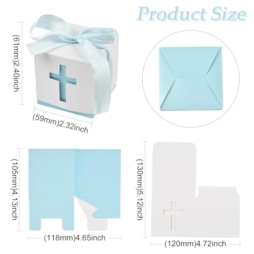 Gythara Square Cross Theme Paper Boxes, Crucifix Religious Boxes with Ribbon for DIY Party Favor, Wedding, Present, Jewelry, Birthday Decor-5.9x5.9x6.1cm, 36 pcs 3 Styles - color: Square Cross Present Boxes-36 pcs