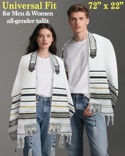 Tallit Prayer Shawl 72"x 22" with Bag & Pre-Attached Tzitzits For Men & Women, Tallit Torah-Inspired Design - color: Black