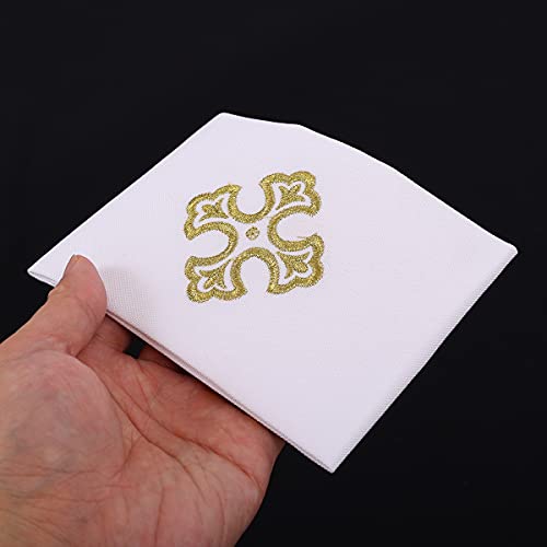BLESSUME Church Mass Altar Cloth Purificator Cloth Cross Embroidery (White 3) - color: White 3