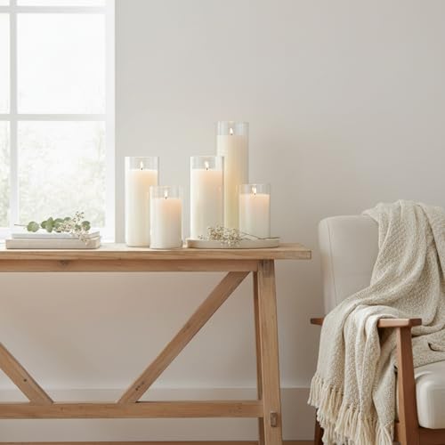 MTLEE 6 Pack Warm White Clear Glass Filled Votive Candles, Wax Candle Gifts