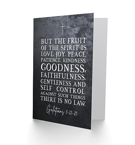 Artery8 Galatians 5:22-23 The Fruit of the Spirit is Love Joy Peace Christian Bible Verse Quote Scripture Typography Sealed Greeting Card Plus Envelope Blank inside - color: Love Joy Peace