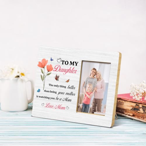 JioJio Chan Daughter Pregnancy Gifts from Mom Picture Frame - 4 x 6 Inch Photo -New Mom Gift For Daughter Engagement - color: white05