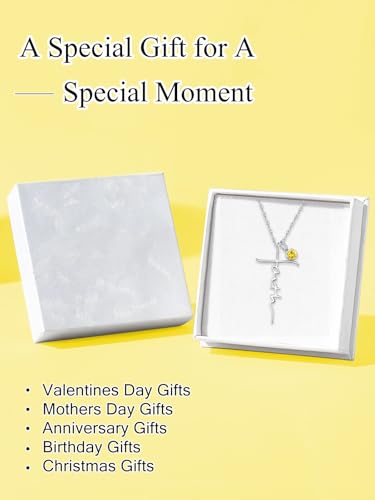 Faith Necklace White/Rose/Gold Birthday Gifts for Wife Her - color: White Gold-11-November
