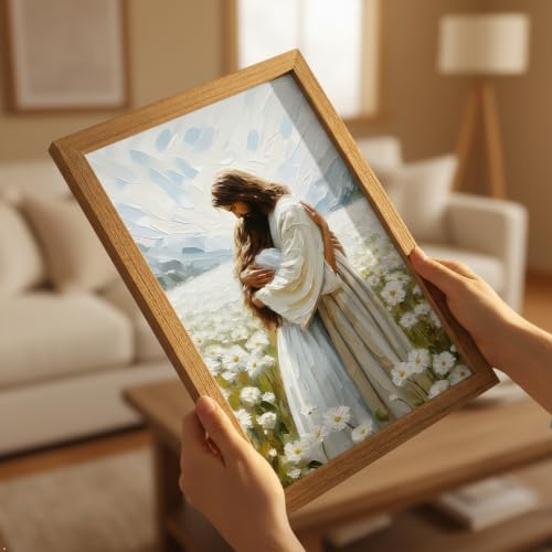 Jesus Hugging Woman Canvas Wall Art Framed – Christian Wall Decor Religious Artwork, Inspirational Faith Picture, Solid Wood High Gloss Print, Sympathy for Bedroom Living Room Prayer Room Ready to Hang (8x10) - color: yongbaoyesu, size: 10"L x 8"W