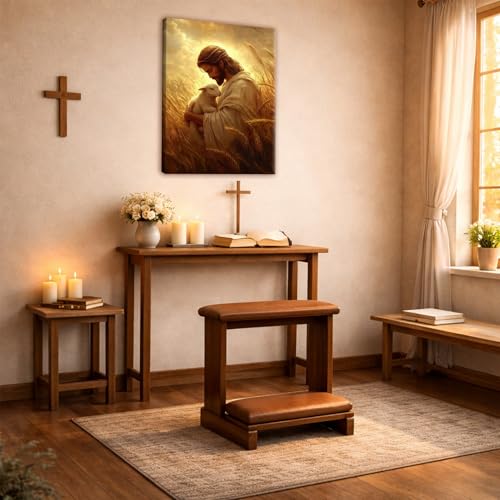 Jesus with Lamb Canvas Wall Art, Gallery Wrapped Christian Print, 12x16 - color: Jesus And Lamb, size: 16"L x 12"W