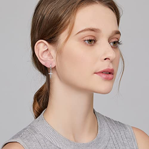 Han han 925 Sterling Silver Cross Earrings for Women and Men - style: E-Small cross earrings silver