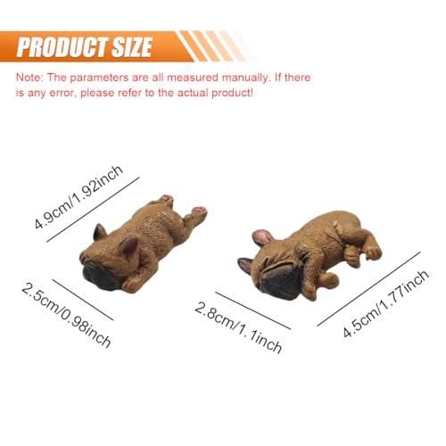 2PCS Resin Bulldog Car Dashboard Ornaments, Darkbrown - color: Darkbrown