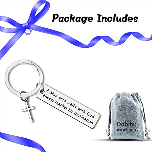 Dabihu Christian Gift Keychain Religious Gift Bible Verse Keyring Baptism Christmas Easter Birthday First Communion Gift - color: A Man Who Walks With God Keychain