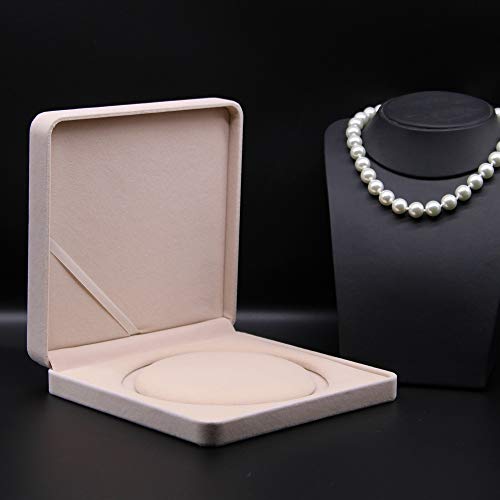Jewelry Set Velvet Box Necklace Earring Ring Necklace Bracelet Gift Display Case Wedding Jewelry Storage Holder (Beige for Pearl Necklace) - color: Beige for Pearl Necklace