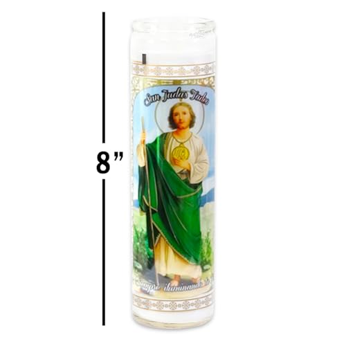 Generic 3 Pack San Judas Tadeo 8 Inch White Religious Candles - Saint Jude Candles for Vigils, Prayers, Blessing Ceremonies, Church Services & More