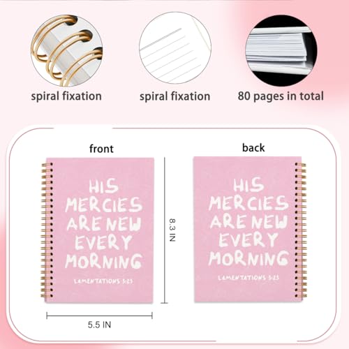 Pink Bible Note Taking Supplies Notebook Journal, Bible Study Notebook, Cute notebook, Bible Study Notebook Supplies Gifts Notebook for Teen Girls Student Teacher 5.5x8.3 inch - color: His mercies are new every morning