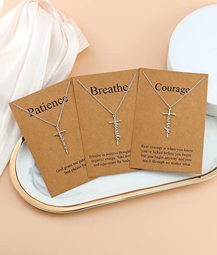 Lcherry Faith Cross Pendant Necklace for Women Religious Christian Jewelry Birthday Christmas Gifts for Women - style: 15-Breathe