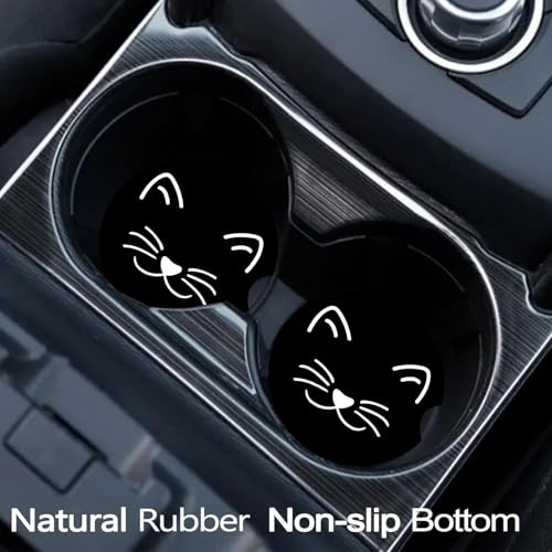 2 Pack Cat Car Cup Holder Coasters Universal Neoprene Coasters - color: Cat