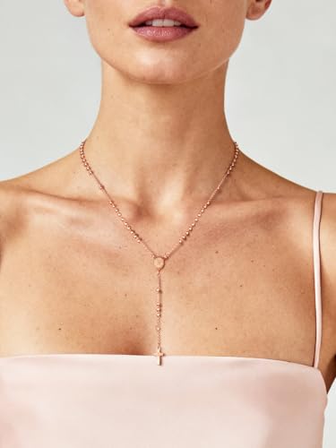 Supcare Rosary for Men Women Catholic Necklace Rosary Beads Customized - color: C03-Mini Virgin Mary Rose Gold with Case