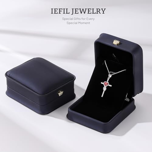 Iefil Cross Necklace for Women - Birthstone Necklace - color: 11-Nov-Created Citrine