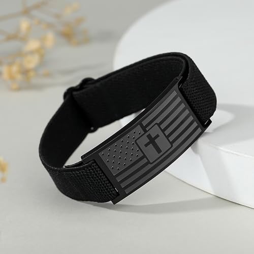 AryaHozel American Flag Cross Bracelet, Christian Gifts for Men Boys - style: Baptism