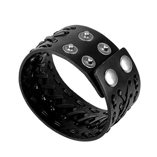 Jeilwiy Punk Rock Gothic Black Rivet Leather Spiked Necklace Collar Neckband Leather Choker Necklace for Women Mom Gifts Adjustable - color: braided bracelet
