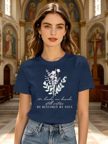 Christian Shirts for Women Faith Jesus Bible Verse Tops - color: Blue1, size: X-Large
