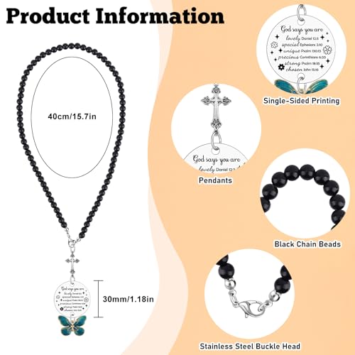 Christian Car Charm for Women Friends Religious Christmas Ornaments for Women Baptism Gift Scripture Bible Verse Present for Mom Grandma Car Hanging Accessories Easter Birthday Present - color: Butterfly Cross Themed Style5