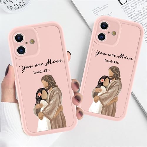 for iPhone 16 6.1'' Cute Bible Verse Hug Phone Case - color: Pink-You Are Mine, size: iPhone 16