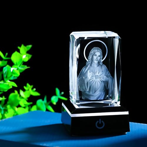 Movdyka 3D Crystal Jesus Statue Religious Gifts for Women Men Christian - color: New Jessu