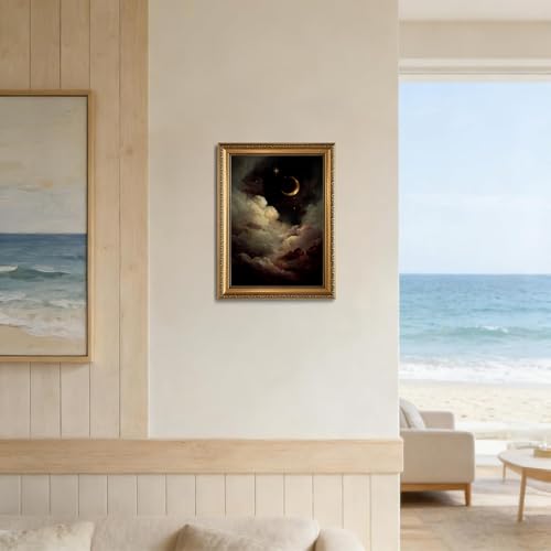 Dark Academia Wall Art Celestial Wall Decor Pictures Gold Framed 12x16in - color: Celestial art, size: 16"L x 12"W