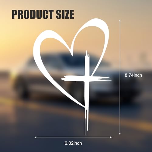 Car Love Cross Decal, 8.7" x 6.0" Clear Line Heart Creative Sticker for Rear Glass Bumper Hood Trunk Door, Waterproof Self-Adhesive Film, Universal Exterior Accessory for Cars (White) - color: White