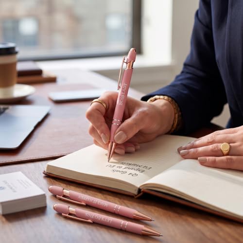 Zonon 12 Pcs Inspirational Pens, Motivational Ballpoint Pen Gifts for Women - color: Rose Gold, style: Boss Lady