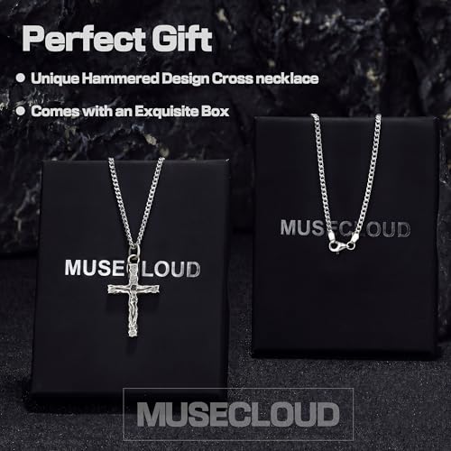 925 Sterling Silver Crucifix Necklace for Men, 18-26 Inch - color: Oxidized Sterling Silver Crucifix Pendant with Sterling Silver Cuban Chain, size: 26 in (65cm) Chain - Ultra Long Fit