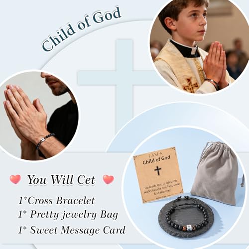 Cross Bracelet Beads Christian Bracelet for Boys Birthday Religion Gifts - style: A of God