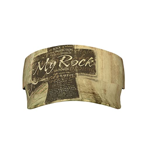 SEPTYK Summer Unisex Sun Visor Hat - Christian Religious Bible Verse The Lord is My Rock Pattern Sports Adjustable UV Protection Beach Cap for Women Men Black