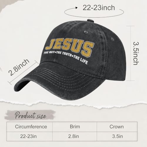 Religion Christ Christian Jesus Baseball Cap for Men Women Adjustable Retro Washed Golf Dad Caps Funny Graphic - color: Jesus the Way the Truth the Life Faith