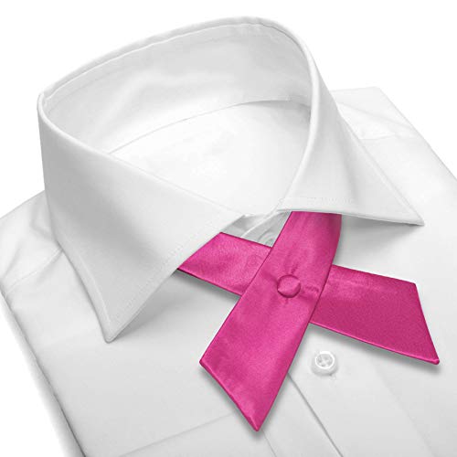 Women's or Men's Crossover Neck Tie Solid Color Continental Tie - color: Hot Pink