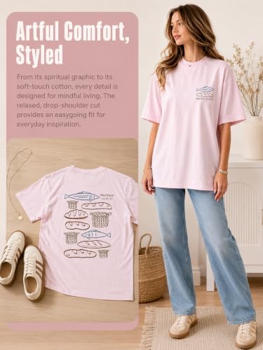 Muicy Women's Christian T Shirt Faith Based Tees Bible Verse Shirts Short Sleeve Summer Graphic Tees - color: Pink, size: Medium