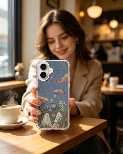 Cute Halloween Ghosts Phone Case Compatible with iPhone 17, Spooky Autumn Vibes Phone Cover for iPhone 17 - color: Halloween Ghosts