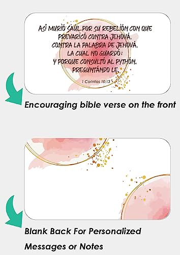 Inspiring Spanish Prayer Cards: 60 Assorted Mini Scripture Cards with Religious Bible Verses, Encouragement Messages, and Christian Motivational Gifts - style: Watercolor