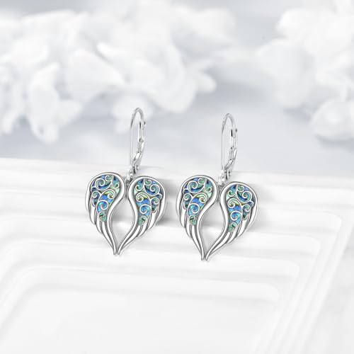 YFN Angel Wings Earrings 925 Sterling Silver Guardian Angel Dangle Drop Earrings Angel Wings Jewelry for Women Gifts