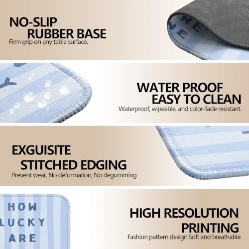 Blue How Lucky are We Mouse Pad Soft Aesthetic Desk Pad 9.5x7.9 Inch - color: Blue