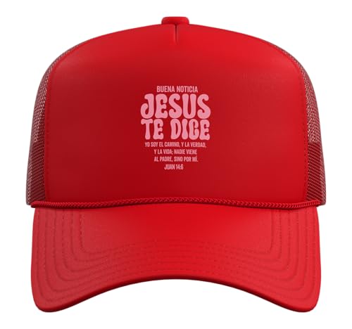 Camiseta cristiana en Espanol para Mujer Spanish Christian Trucker Hat with Adjustable Mesh Back - color: Red