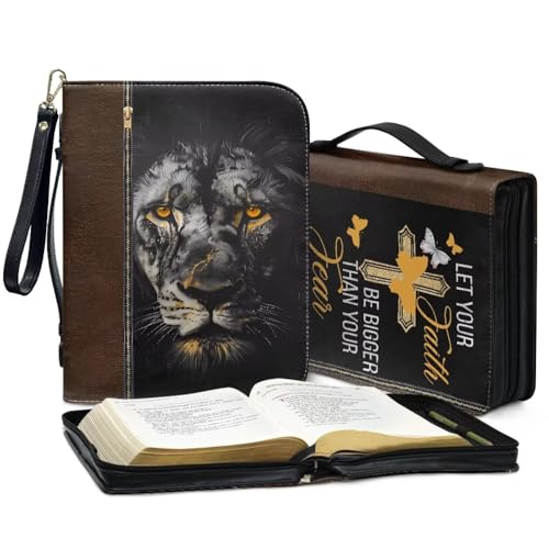Bible Case for Women Men Large Size Bible Cover Case Book Sleeve Scripture Study Bible Carrier Bag,Size L-2XL - color: Animal Black Lion, size: X-Large